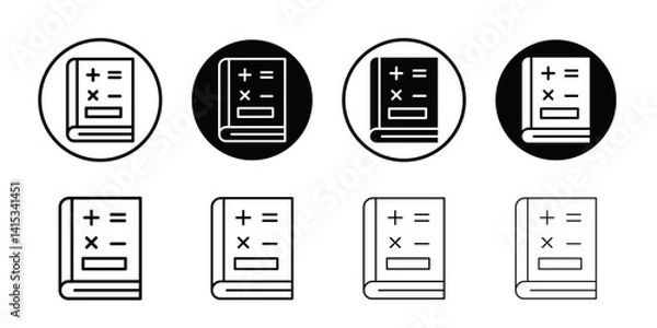 Fototapeta Maths book icon Black and white outline vector