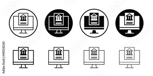 Fototapeta Official information online icon Black and white outline vector
