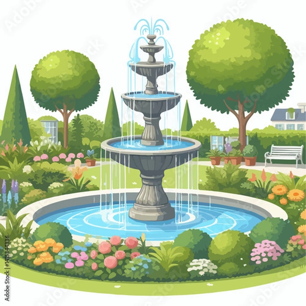 Fototapeta fountain in the garden