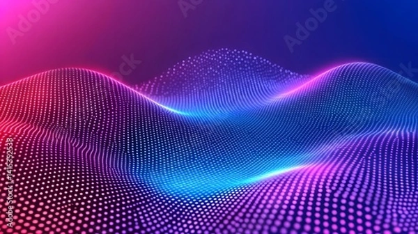 Fototapeta Abstract digital landscape of glowing dots.