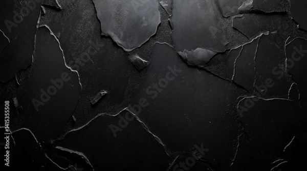 Fototapeta Close-Up of a Dark, Layered, and Textured Black Surface with a Subtle Irregular Finish