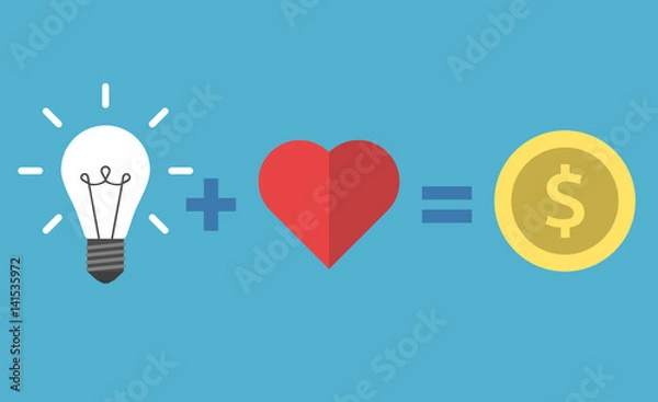 Obraz Lightbulb, heart and money
