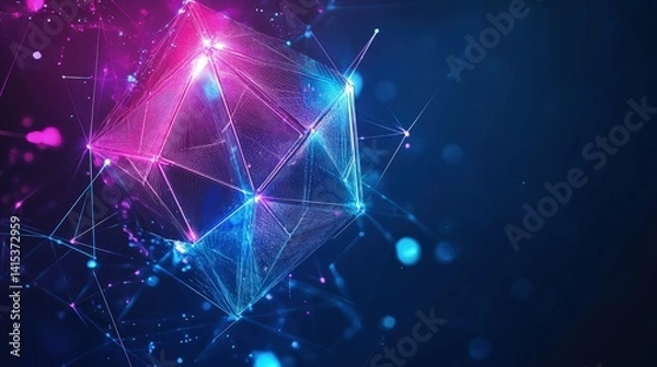 Obraz Futuristic technology background with abstract geometric shapes and digital elements
