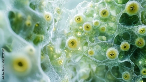 Obraz Fractal-inspired quantum realm ecosystem with surreal microscopic lifeforms