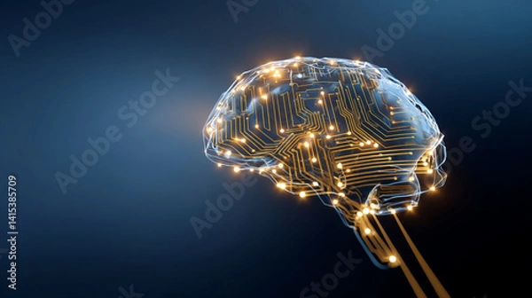 Fototapeta <AI Brain Technology: Futuristic Neural Networks and Digital Innovation in 3D>