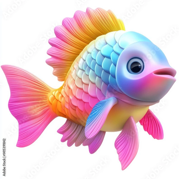 Fototapeta Colorful Rainbow Fish with Vibrant Scales and Playful Expressions
