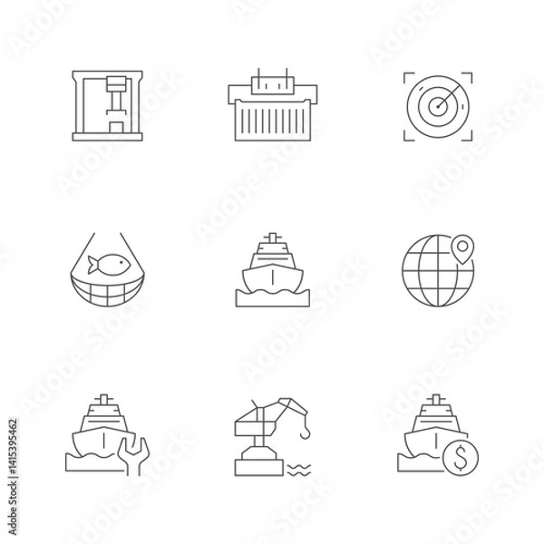 Obraz Set line icons of cargo port