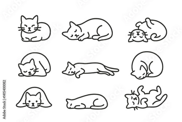 Fototapeta outline vector icons of sun with animals: sun and bird, cat sleeping in sun, lizard on rock, sun with butterfly, eagle flying with rays, farm in sun, sun and fish, dog on grass in light. set of line
