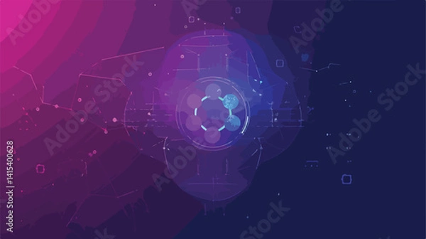 Obraz Data Science Atom Server Silhouette in C Icon for Technology Designs