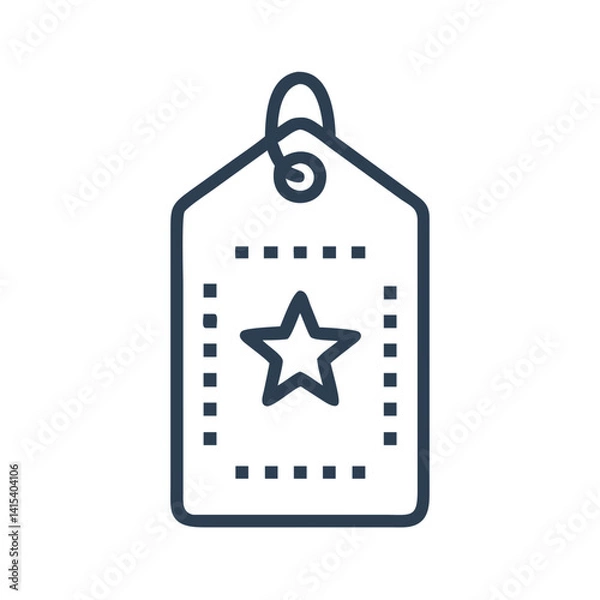 Fototapeta Tag icon with star outline for branding, quality or featured content