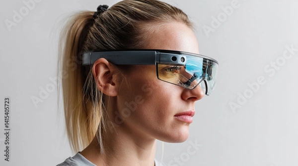 Fototapeta Futuristic Smart Glasses: Augmented Reality Eyewear with Advanced Technology and Interactive Display in Modern Design