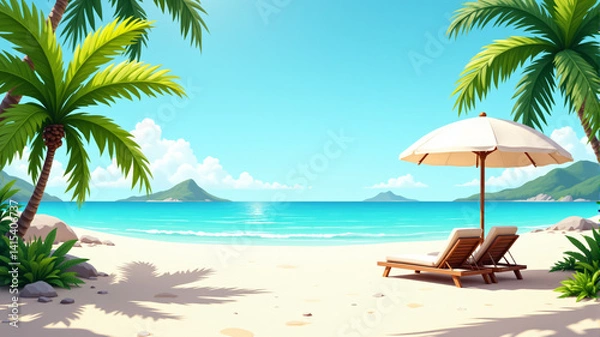 Fototapeta Tropical Beach Paradise with Relaxing Vibes