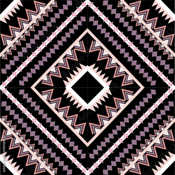 Fototapeta Geometric Ethnic Oriental Seamless Pattern Traditional Design for Background, Carpet, Wallpaper, Clothing, Wrapping, Batik, Fabric, Vector, Illustration, Embroidery Style	