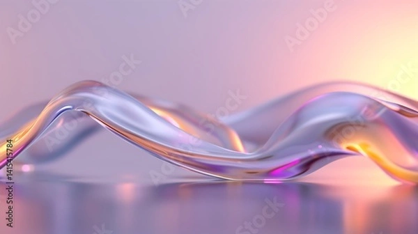 Fototapeta A surreal 3D liquid abstract composition with molten rainbow hues, silky waveforms and gradient transitions, glowing highlights enhancing the depth and smoothness