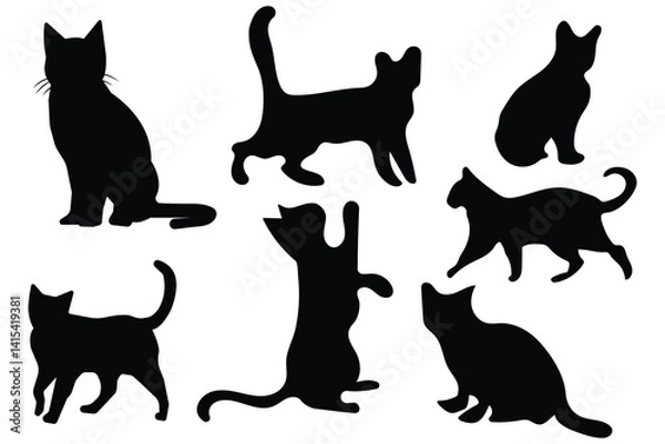 Fototapeta  silhouette of cat set. 