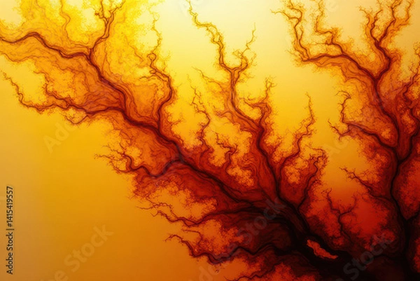 Fototapeta Mesmerizing Ink Swirls: Dreamlike Organic Patterns in Yellow and Thistle
