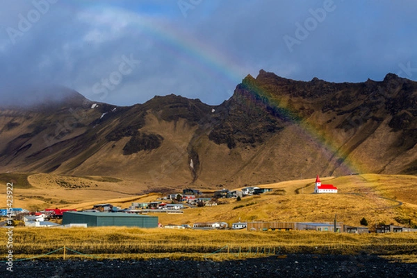 Obraz Tęcza nad Vík í Mýrdal 2025