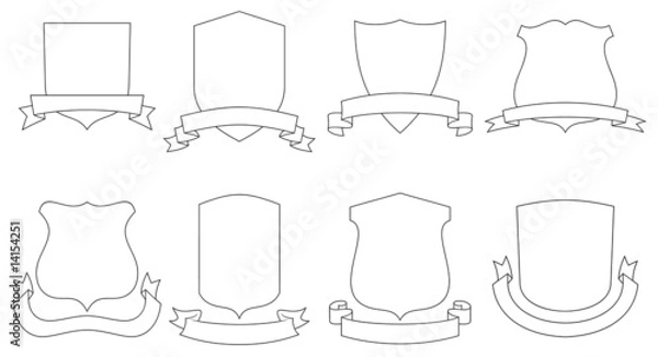 Fototapeta Set of vector emblems, crests, shields and scrolls