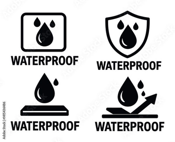 Obraz Waterproof icon set: linear style symbols for protection and durability