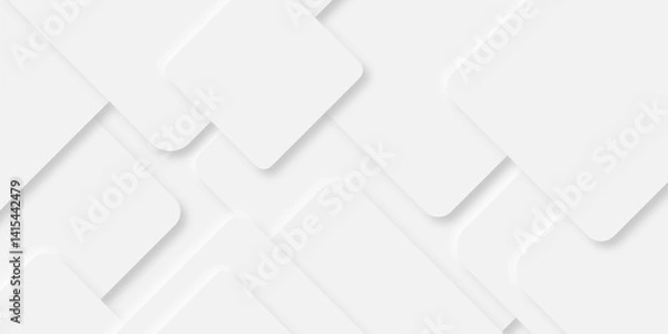 Fototapeta Abstract white rectangle shape geometric line background. Clean and simple pattern for business template. geometric minimal shapes background illustration. frame banner. Realistic paper surface
