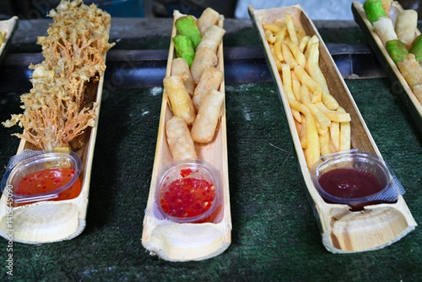 Obraz Thai dessert in cups decorated with flowers