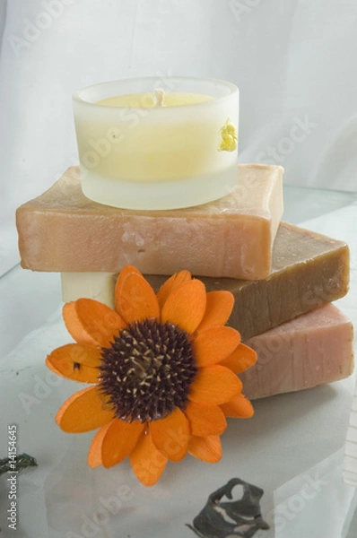 Fototapeta Organic Soaps With Candles