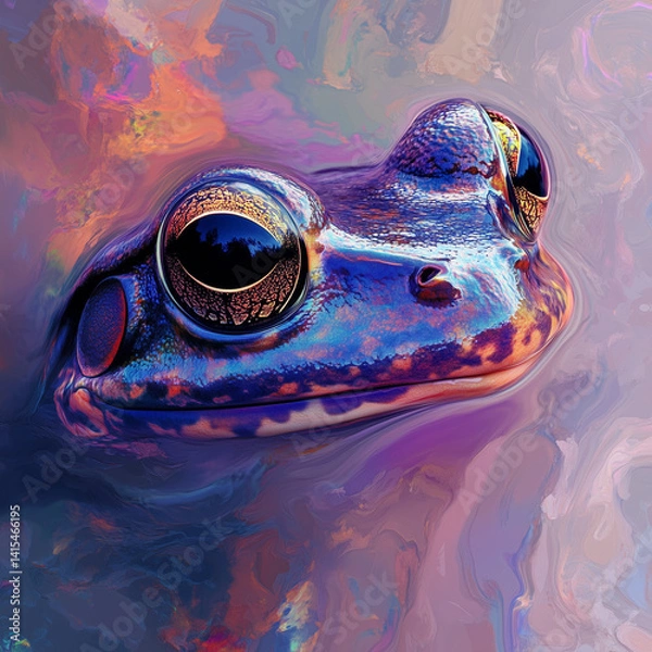 Fototapeta Close up of a frog. Generative AI. Illustration for for banner, poster, cover, brochure or presentation