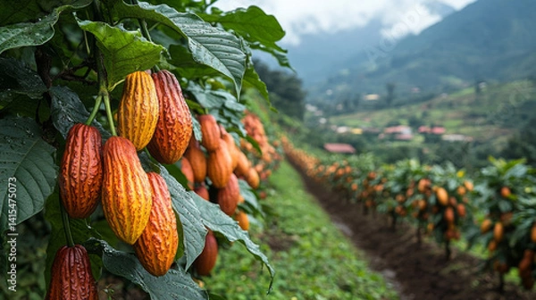 Obraz Cacao fruit on the tree in Cacao Plantation