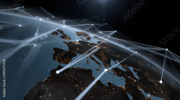 Fototapeta Data Flow and Connectivity Among Urban Areas on Digital Earth Grid