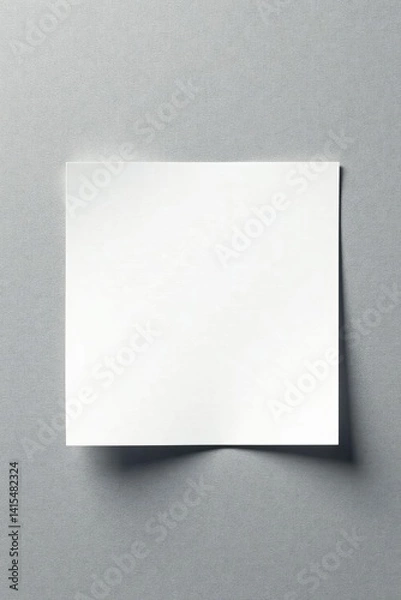 Fototapeta Minimalist square mockup with white sticker on textured gray surface, shape, branding