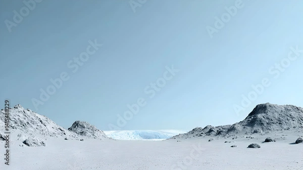 Fototapeta Vast Frozen Landscape With Mountains And Ice