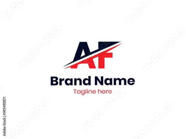 Fototapeta Vector AF logo design divided by line. Creative AF letter AF logo template.  AF design. Initial letter AF monogram logo. 