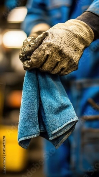 Obraz Mechanic cleaning oily hands.
