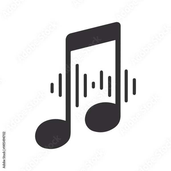 Obraz Musical notes icon, Music notes symbol, Black Silhouette Vector Illustrati0n. 