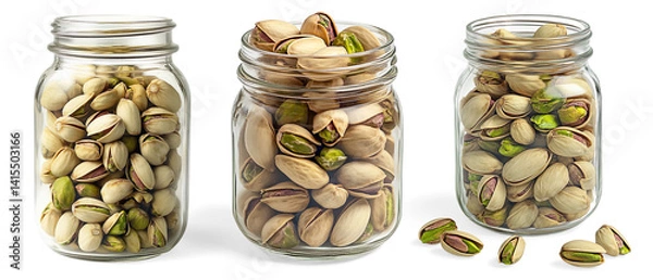 Fototapeta Pistachio nuts in glass jar studio setting food on a Transparent Background