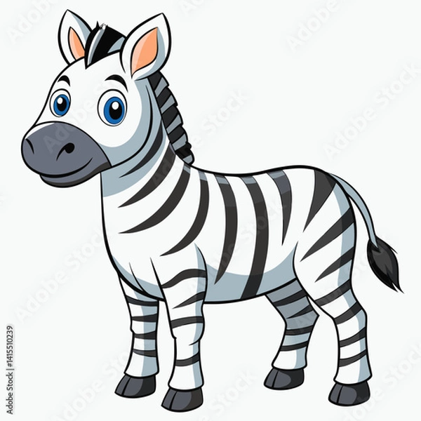 Fototapeta "Zebra Realistic Vector – Detailed Black and White Zebra Illustration in Natural Pose"