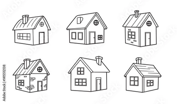 Fototapeta Stunning hand-drawn houses with creative home art drawings and beautiful architectural sketches

