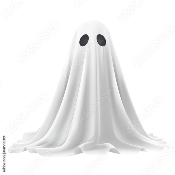 Fototapeta 3D Ghost Decoration – Cute Spooky Halloween Icon Isolated on Transparent Background