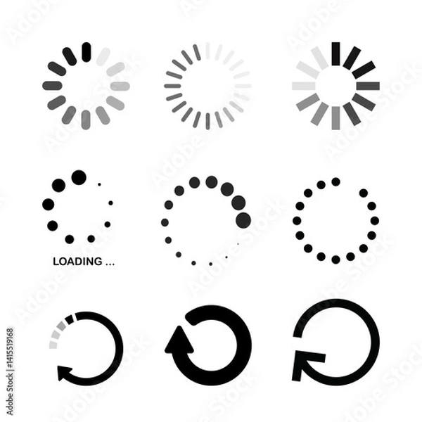 Obraz loading bar progress icon. Download progress. Collection Loading status. Vector illustration.