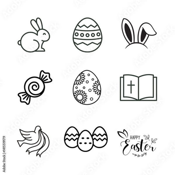 Obraz set of easter eggs illustation vector.