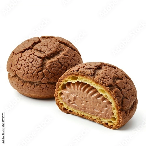 Fototapeta 
dessert choux with chocolate cream isolated on white background