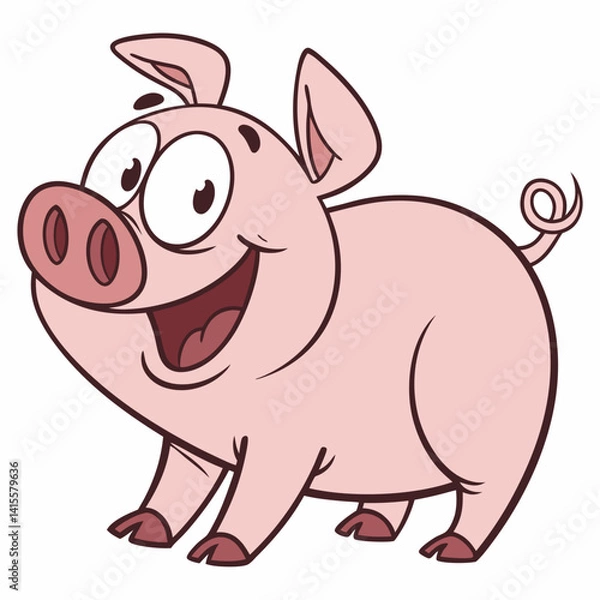 Fototapeta Happy Pig Cartoon Character Vector