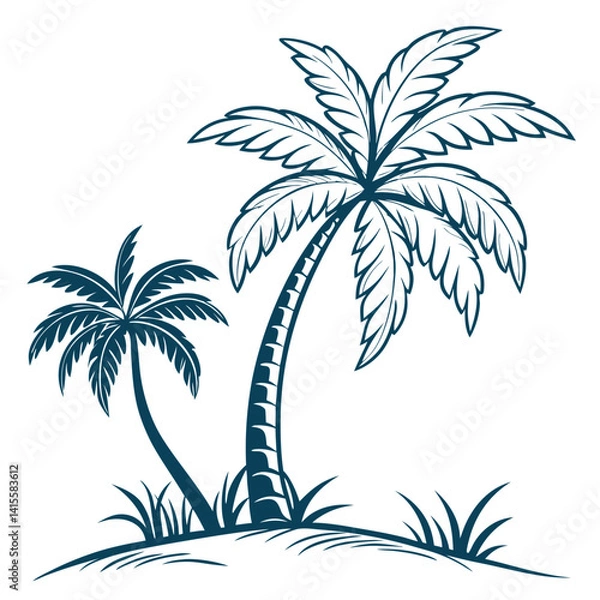 Fototapeta Palm Tree Vector Illustration with Island Style


