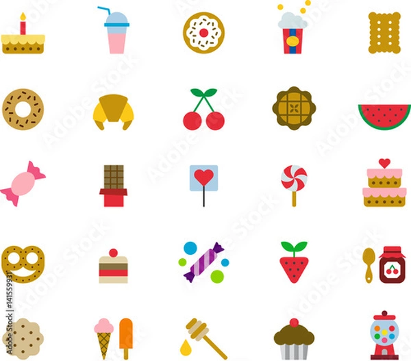 Obraz SWEETS & CANDIES colored flat icons pack