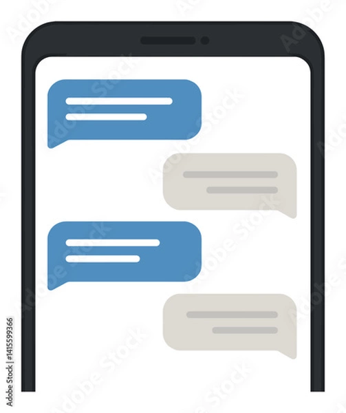 Obraz Smartphone messaging icons set: linear style chat bubbles and text