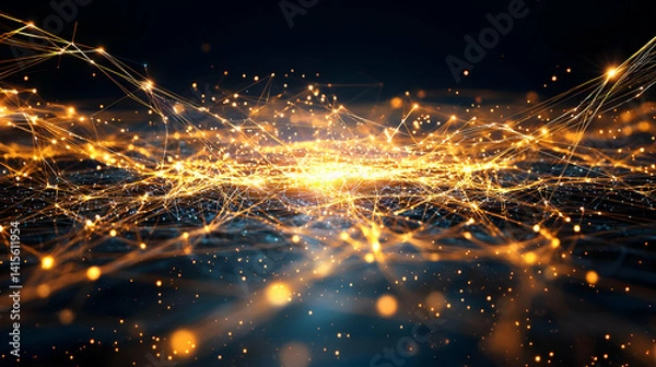Fototapeta Abstract Glowing Particles Network Design