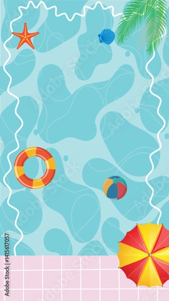 Obraz Summer Pool Background for Social Media Story Banner Summer Illustration Vector