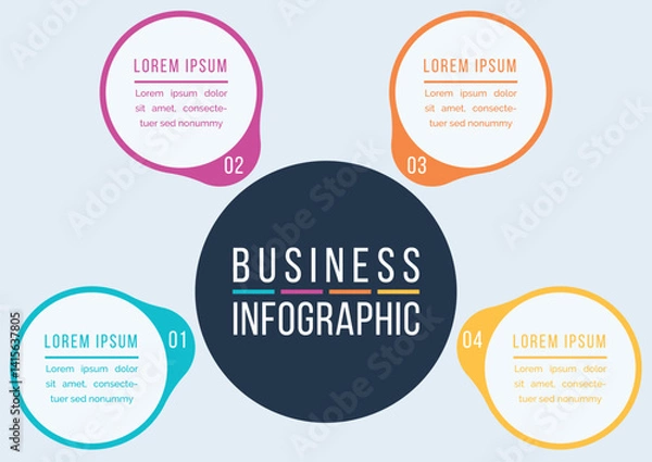 Fototapeta Business Infographic 4 Steps for Data Visualization
