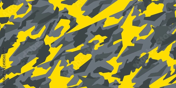 Obraz Yellow camouflage pattern. Vector military seamless pattern for army and textiles
