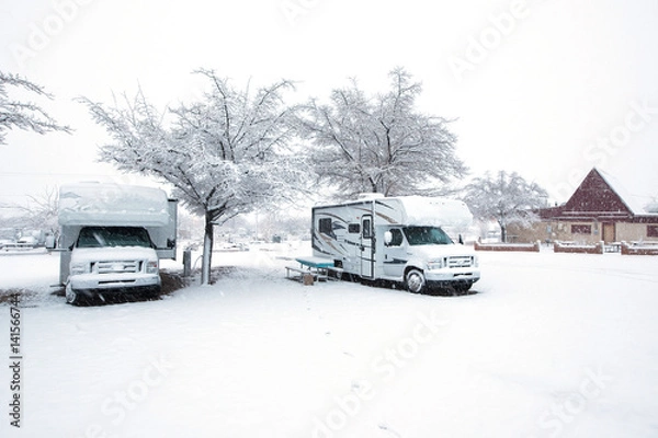 Obraz Two RV parked in a campground.